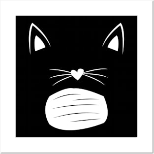 Cat Face Mask Pet Lover Gifts Posters and Art